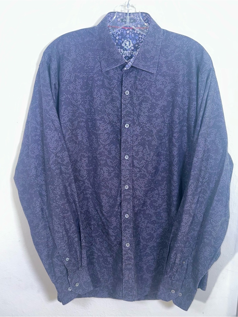 Bugatchi Uomo Mens XL Classic Fit Floral Contrast Cuff Button Down